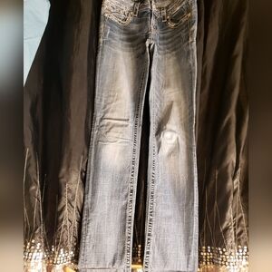 Miss Me Blue Straight Jeans with Natural Creasing